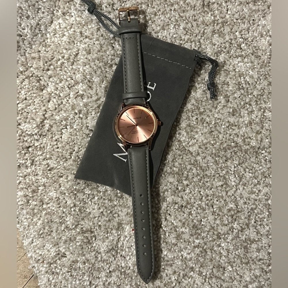 Monroe Solerose Charcoal Leather Watch